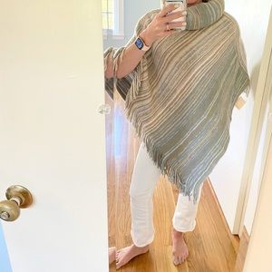 LIB New York Striped Cowl Neck Poncho